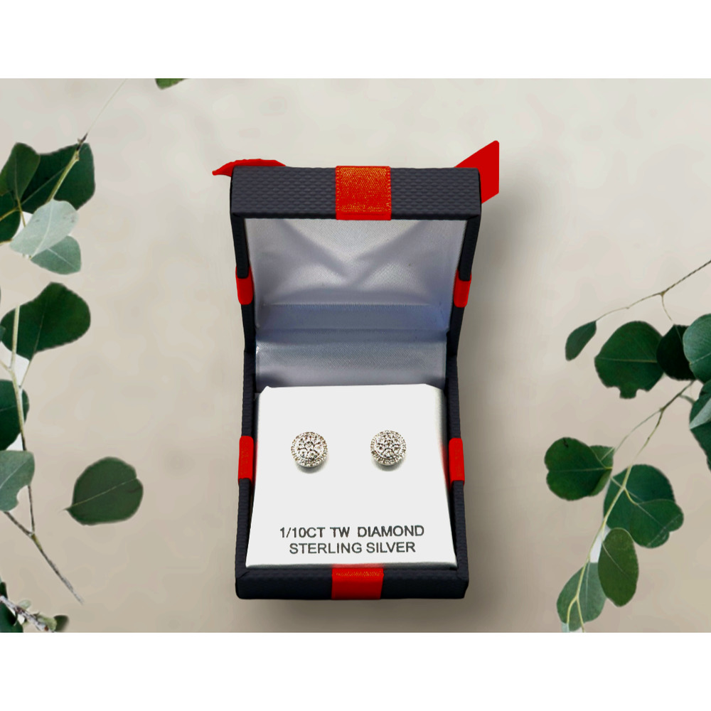 Diamond Round Stud Earrings in Sterling Silver